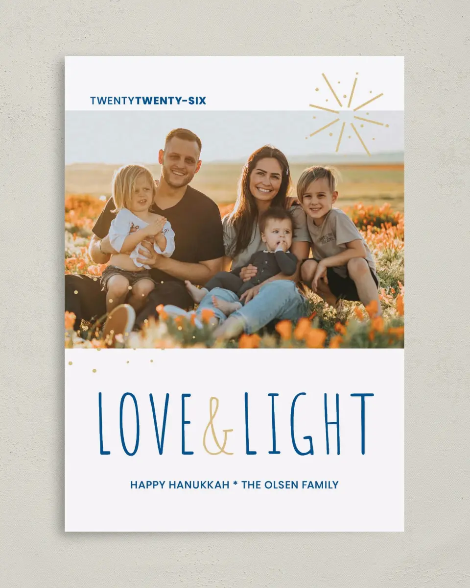 This is a 5" x 7" Hanukkah Card called Lovely Light printed in full color on Premium Smooth paper