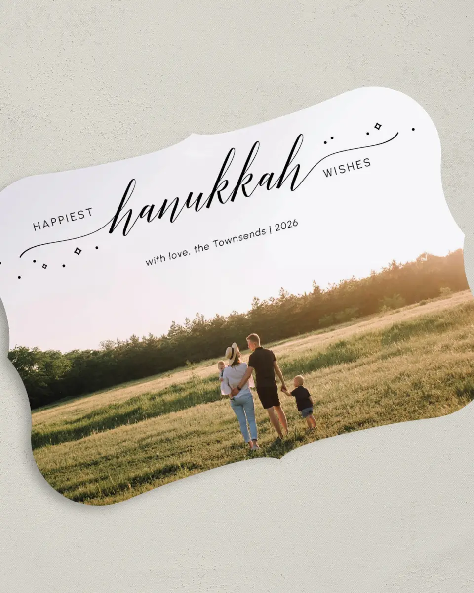 This is a 5" x 7" Hanukkah Card called Festival of Lights printed in full color on Premium Smooth paper
