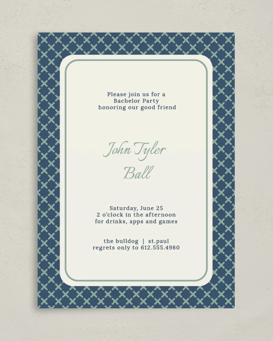 This is a 5" x 7" Bachelor Party Invitation called Points Aplenty printed in full color on Premium Smooth paper