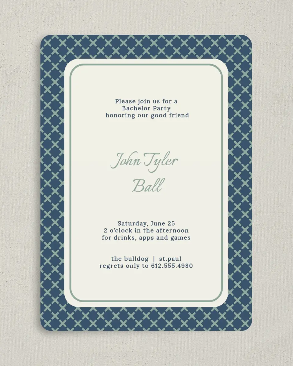 This is a 5" x 7" Bachelor Party Invitation called Points Aplenty printed in full color on Premium Smooth paper