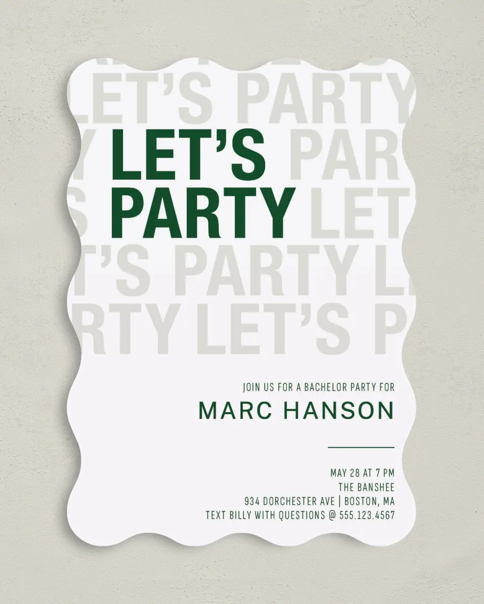 This is a 5" x 7" Bachelor Party Invitation called Groom Blessing printed in full color on Premium Smooth paper