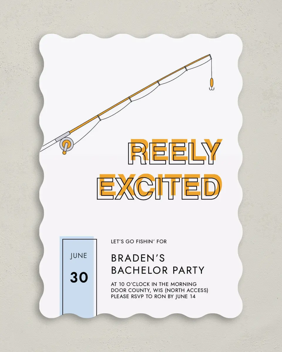 This is a 5" x 7" Bachelor Party Invitation called Poles United printed in full color on Premium Smooth paper