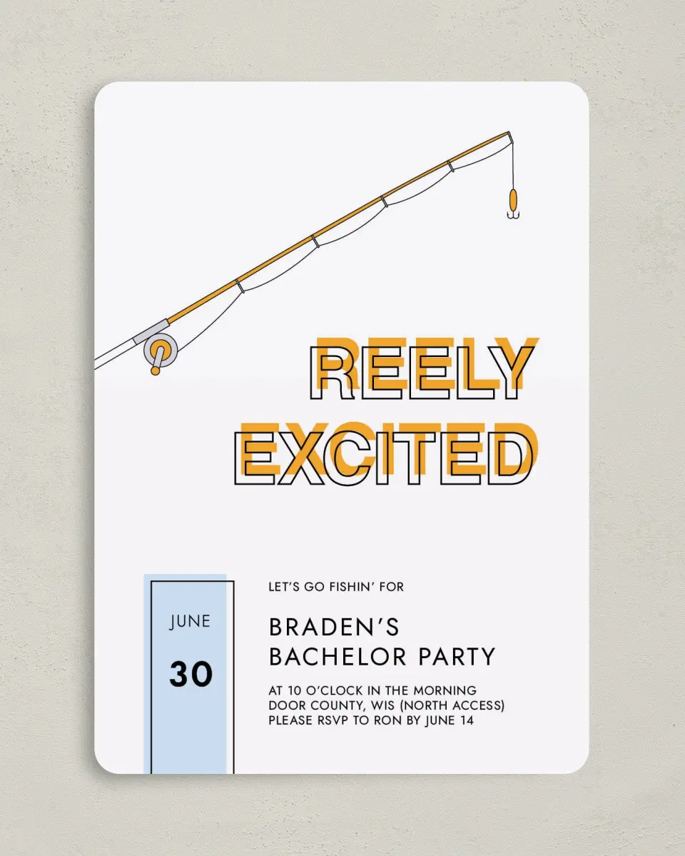 This is a 5" x 7" Bachelor Party Invitation called Poles United printed in full color on Premium Smooth paper