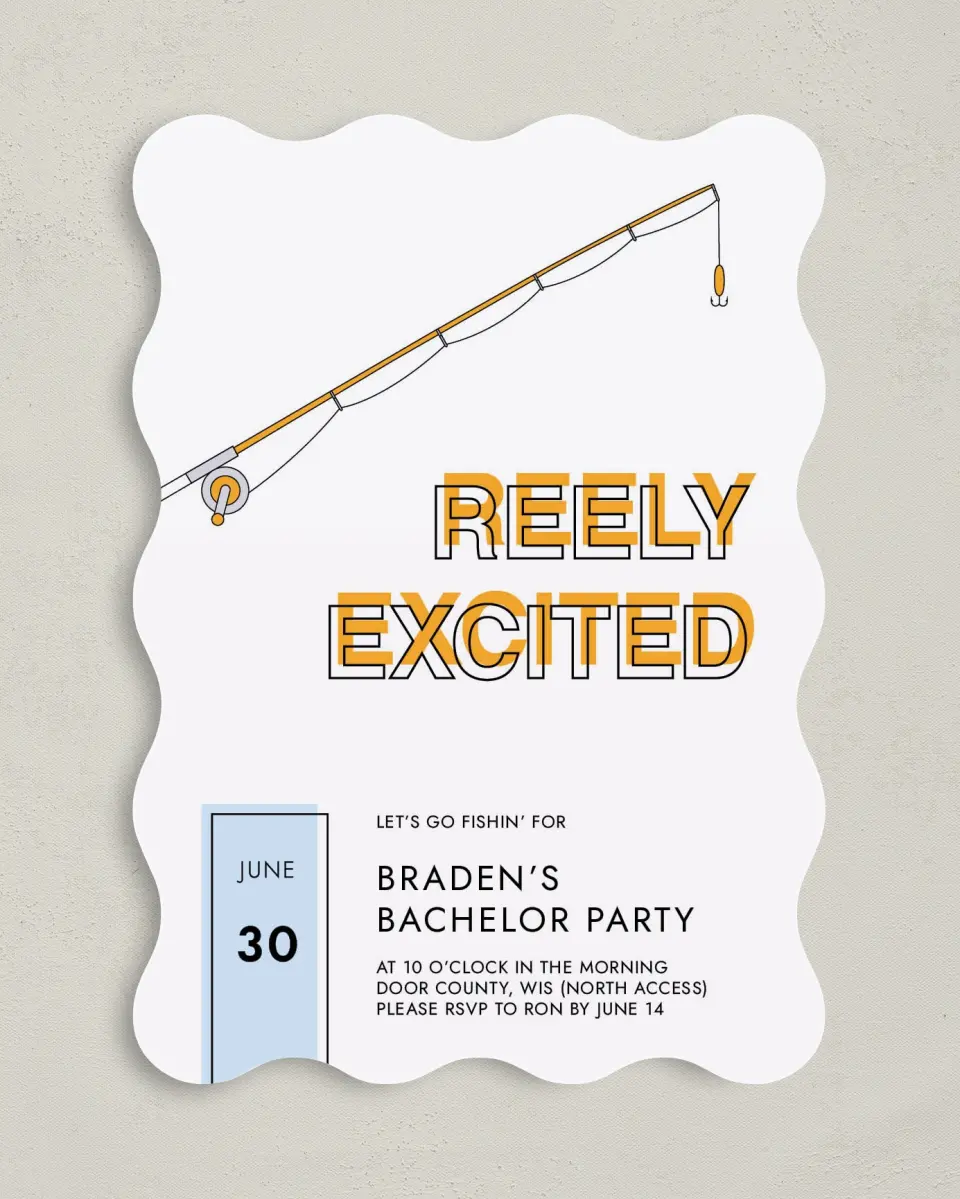 This is a 5" x 7" Bachelor Party Invitation called Poles United printed in full color on Premium Smooth paper