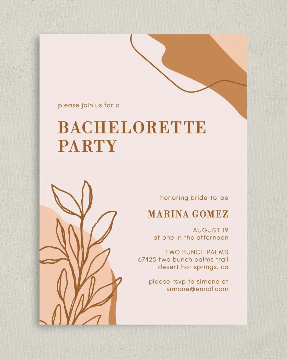 This is a 5" x 7" Bachelorette Party Invitation called Contemporary Miss printed in full color on Premium Smooth paper