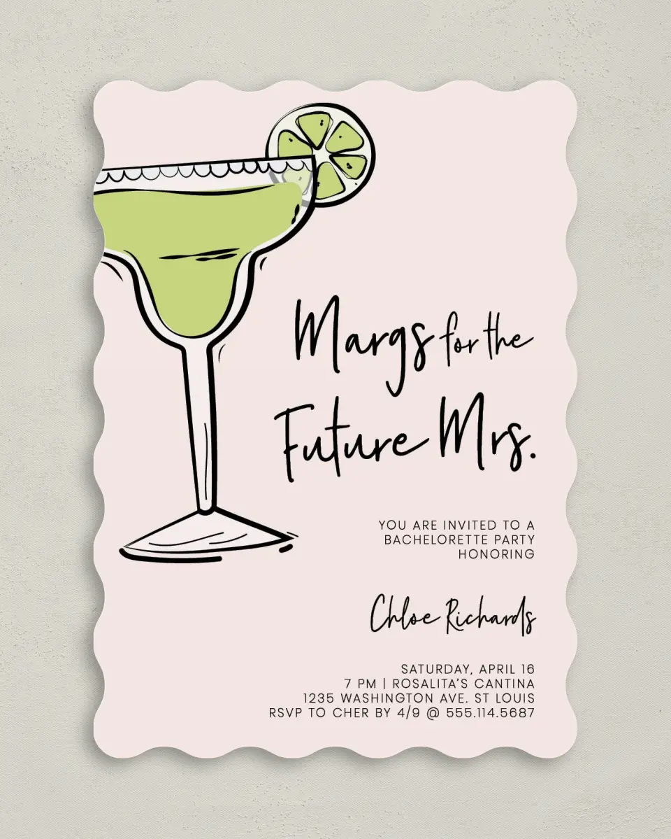 This is a 5" x 7" Bachelorette Party Invitation called Bachelorette Bubbly printed in full color on Premium Smooth paper