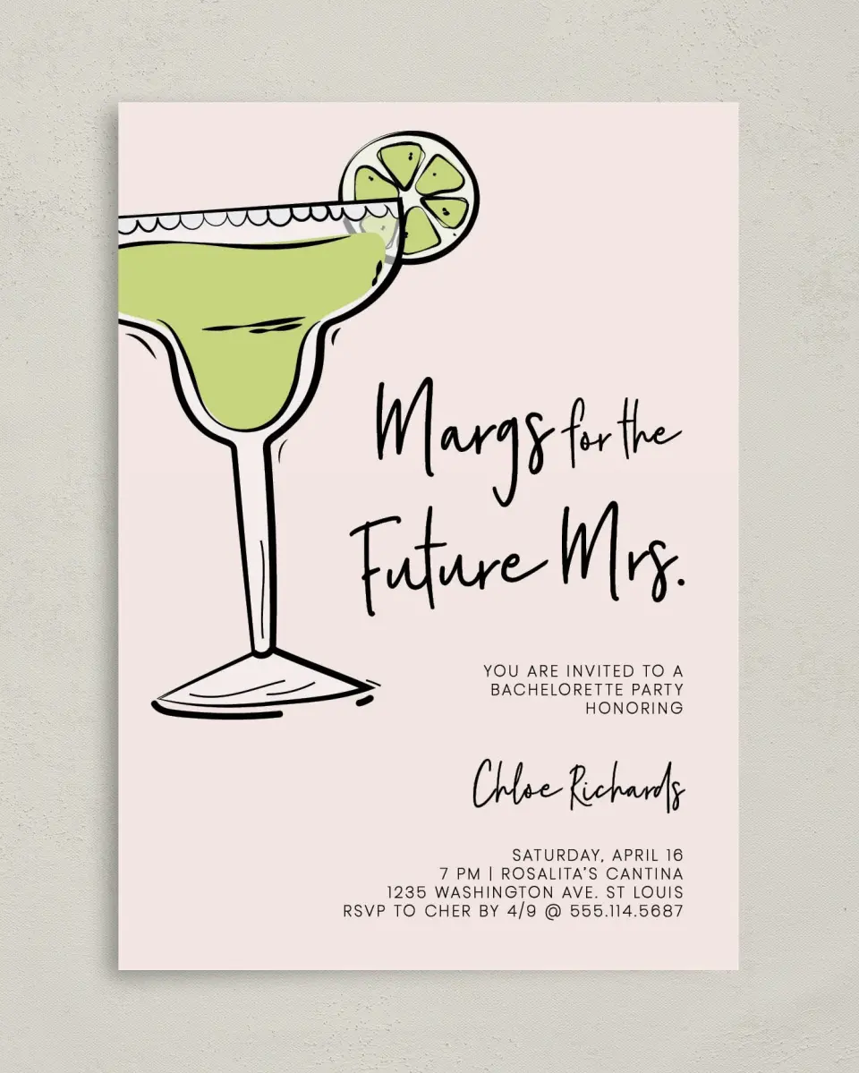 This is a 5" x 7" Bachelorette Party Invitation called Bachelorette Bubbly printed in full color on Premium Smooth paper