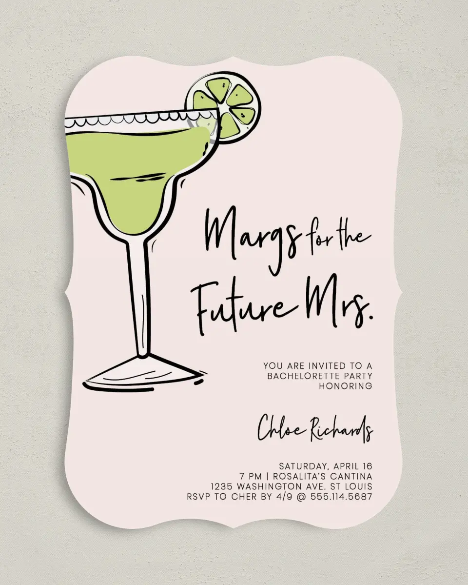 This is a 5" x 7" Bachelorette Party Invitation called Bachelorette Bubbly printed in full color on Premium Smooth paper