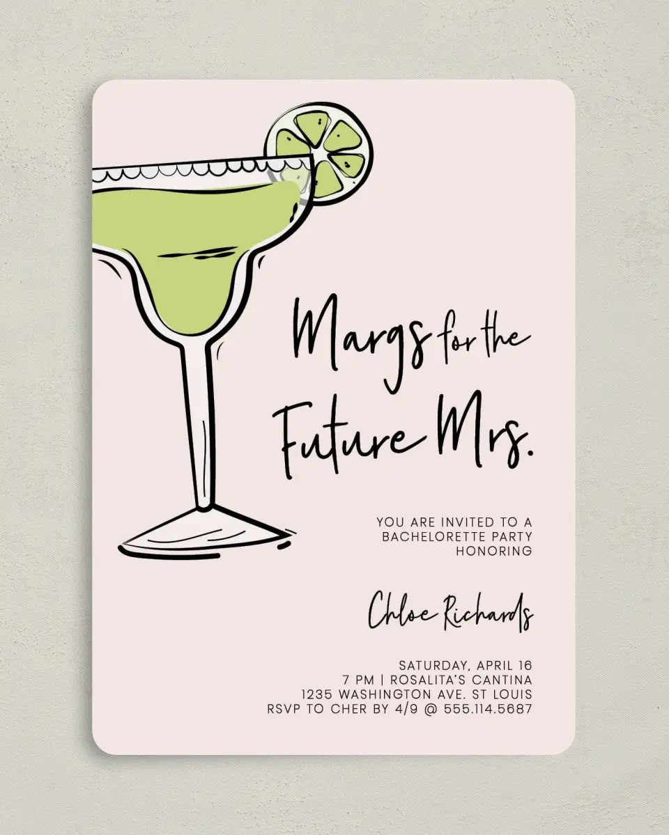 This is a 5" x 7" Bachelorette Party Invitation called Bachelorette Bubbly printed in full color on Premium Smooth paper