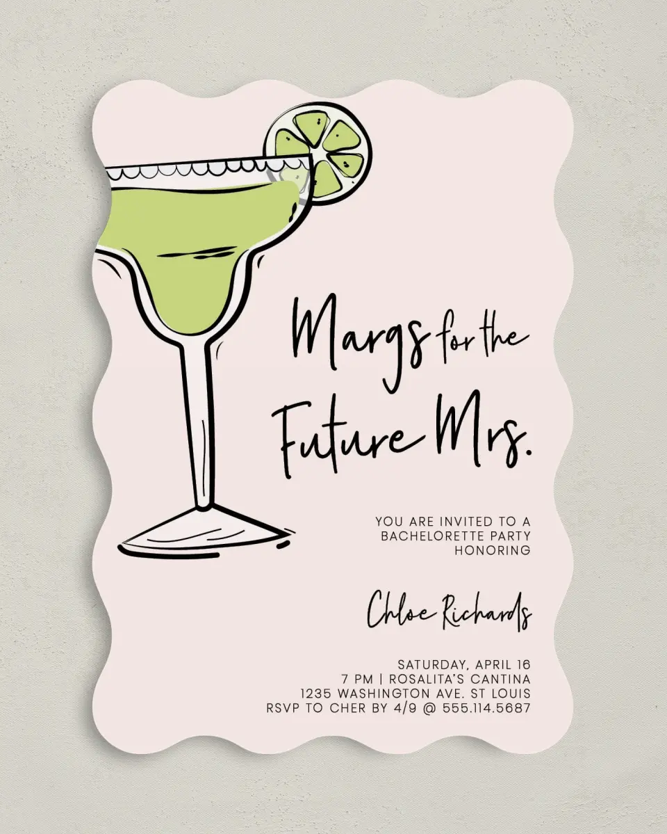 This is a 5" x 7" Bachelorette Party Invitation called Bachelorette Bubbly printed in full color on Premium Smooth paper