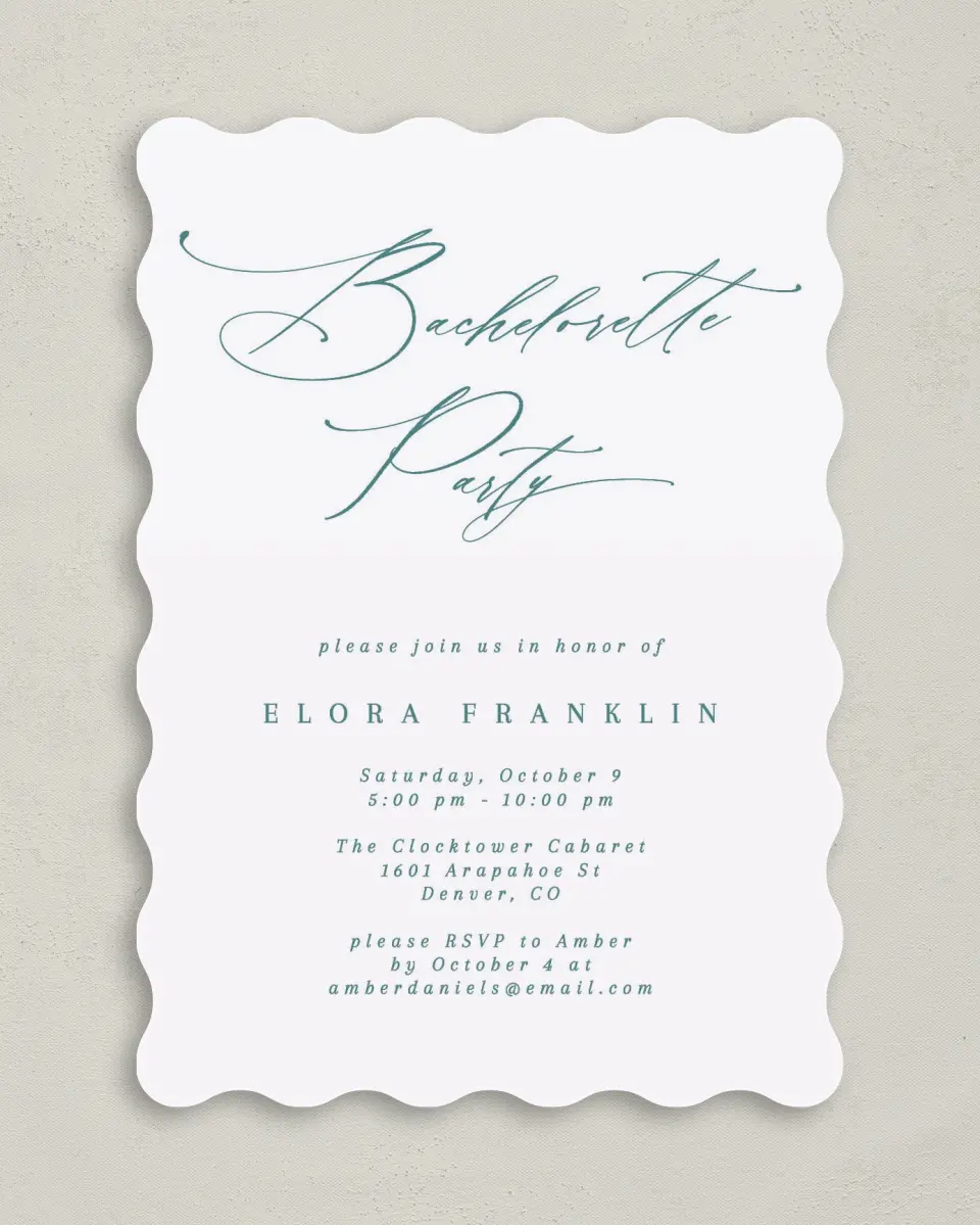 This is a 5" x 7" Bachelorette Party Invitation called Soon to be Soiree printed in full color on Premium Smooth paper