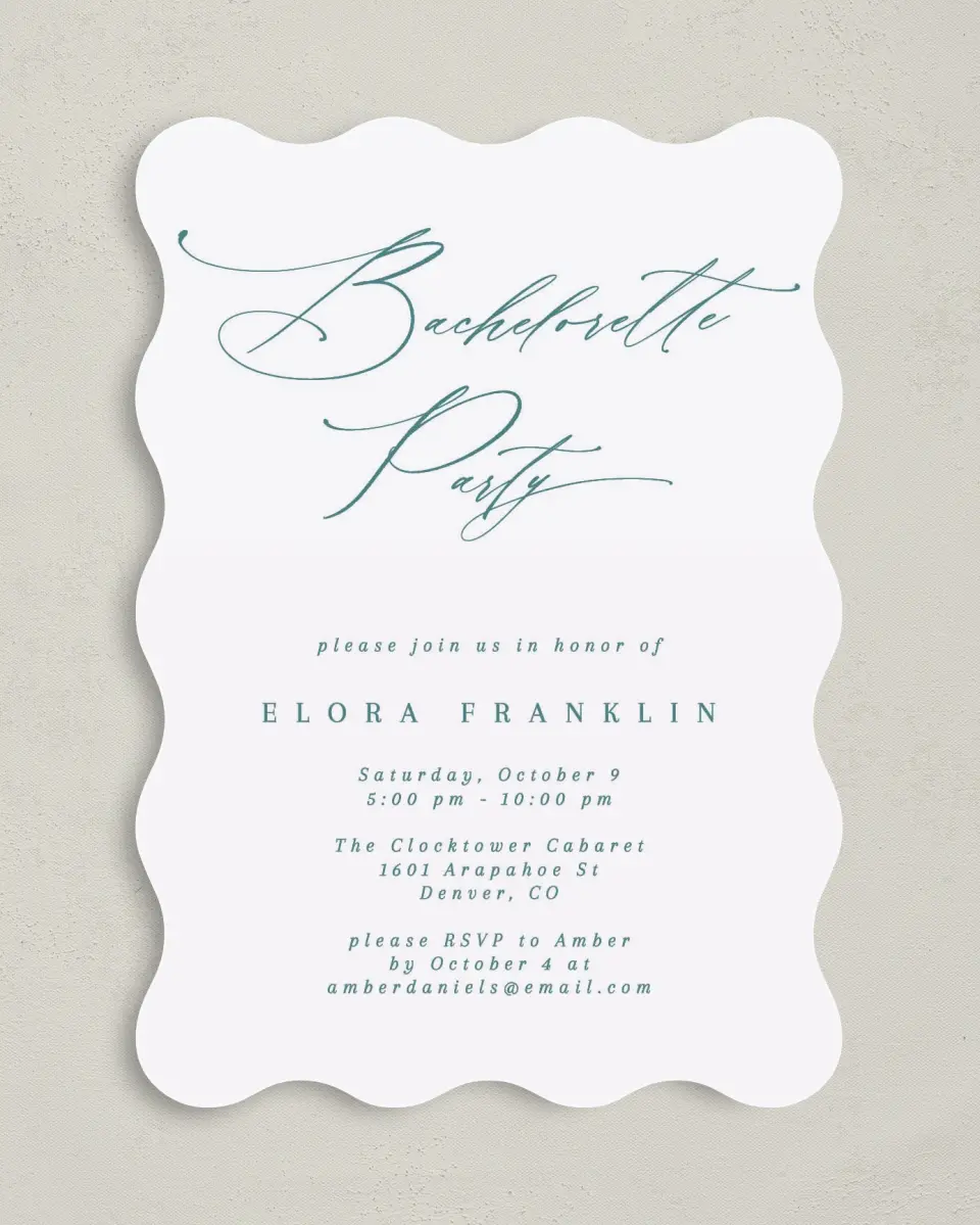 This is a 5" x 7" Bachelorette Party Invitation called Soon to be Soiree printed in full color on Premium Smooth paper
