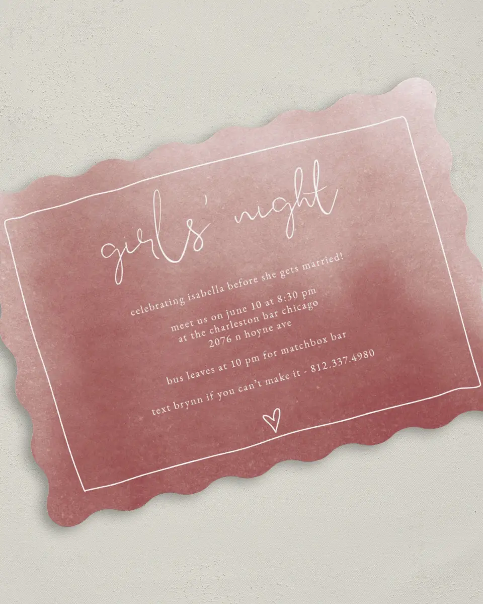 This is a 5" x 7" Bachelorette Party Invitation called Girls Together printed in full color on Premium Smooth paper