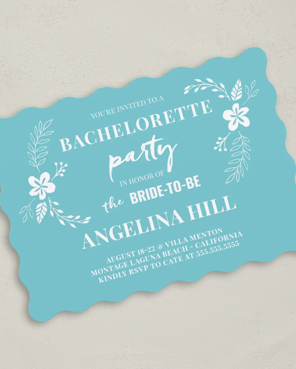 This is a 5" x 7" Bachelorette Party Invitation called Chic Abundance printed in full color on Premium Smooth paper
