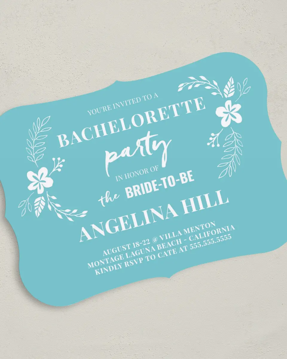 This is a 5" x 7" Bachelorette Party Invitation called Chic Abundance printed in full color on Premium Smooth paper