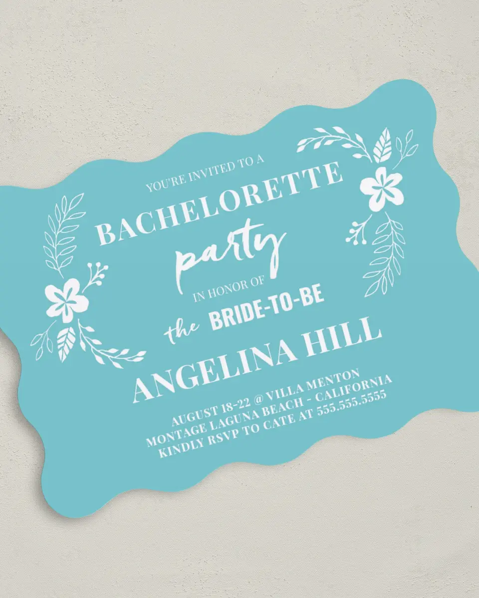This is a 5" x 7" Bachelorette Party Invitation called Chic Abundance printed in full color on Premium Smooth paper