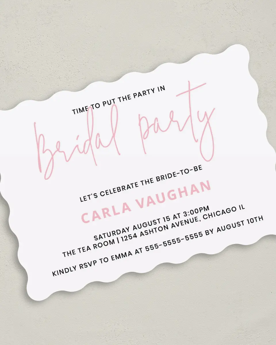 This is a 5" x 7" Bachelorette Party Invitation called Sweet Chevron printed in full color on Premium Smooth paper
