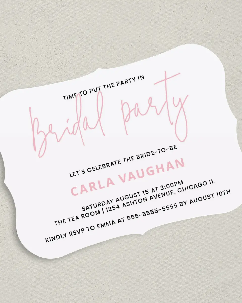 This is a 5" x 7" Bachelorette Party Invitation called Sweet Chevron printed in full color on Premium Smooth paper