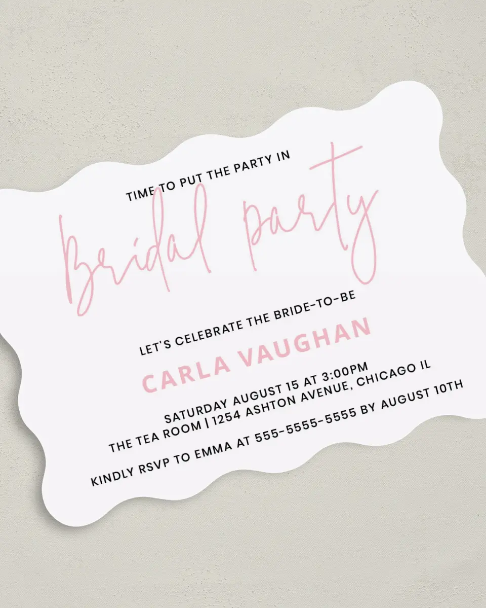 This is a 5" x 7" Bachelorette Party Invitation called Sweet Chevron printed in full color on Premium Smooth paper