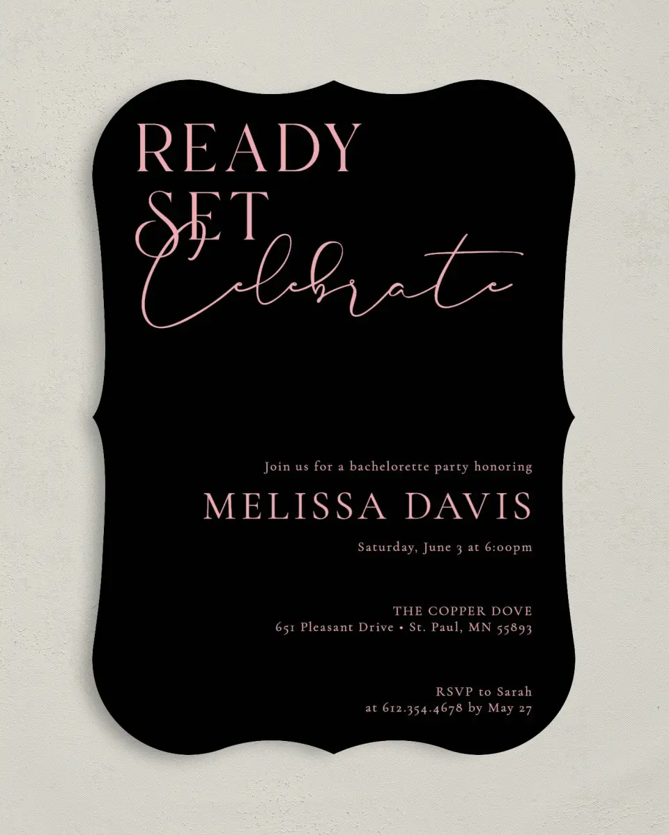 This is a 5" x 7" Bachelorette Party Invitation called Bachelorette Splash printed in full color on Premium Smooth paper