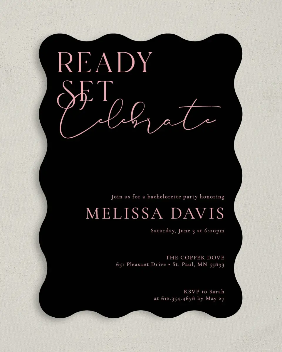 This is a 5" x 7" Bachelorette Party Invitation called Bachelorette Splash printed in full color on Premium Smooth paper