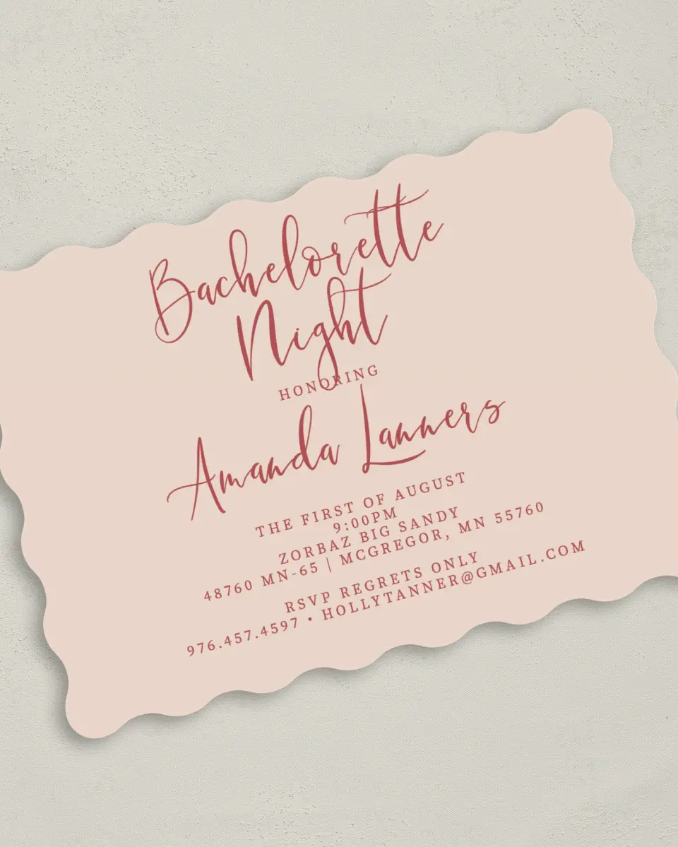This is a 5" x 7" Bachelorette Party Invitation called Bride-To-Be Beauty printed in full color on Premium Smooth paper