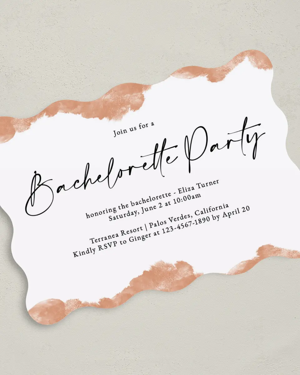 This is a 5" x 7" Bachelorette Party Invitation called Painterly Posh printed in full color on Premium Smooth paper