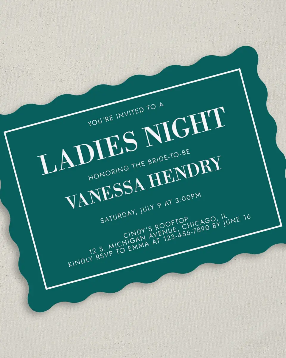 This is a 5" x 7" Bachelorette Party Invitation called Mod Bride-To-Be printed in full color on Premium Smooth paper