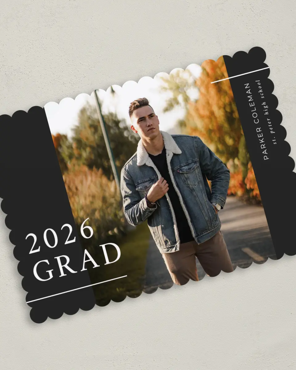 This is a 5" x 7" Graduation Announcement Card called Simply Lined printed in full color on Premium Smooth paper