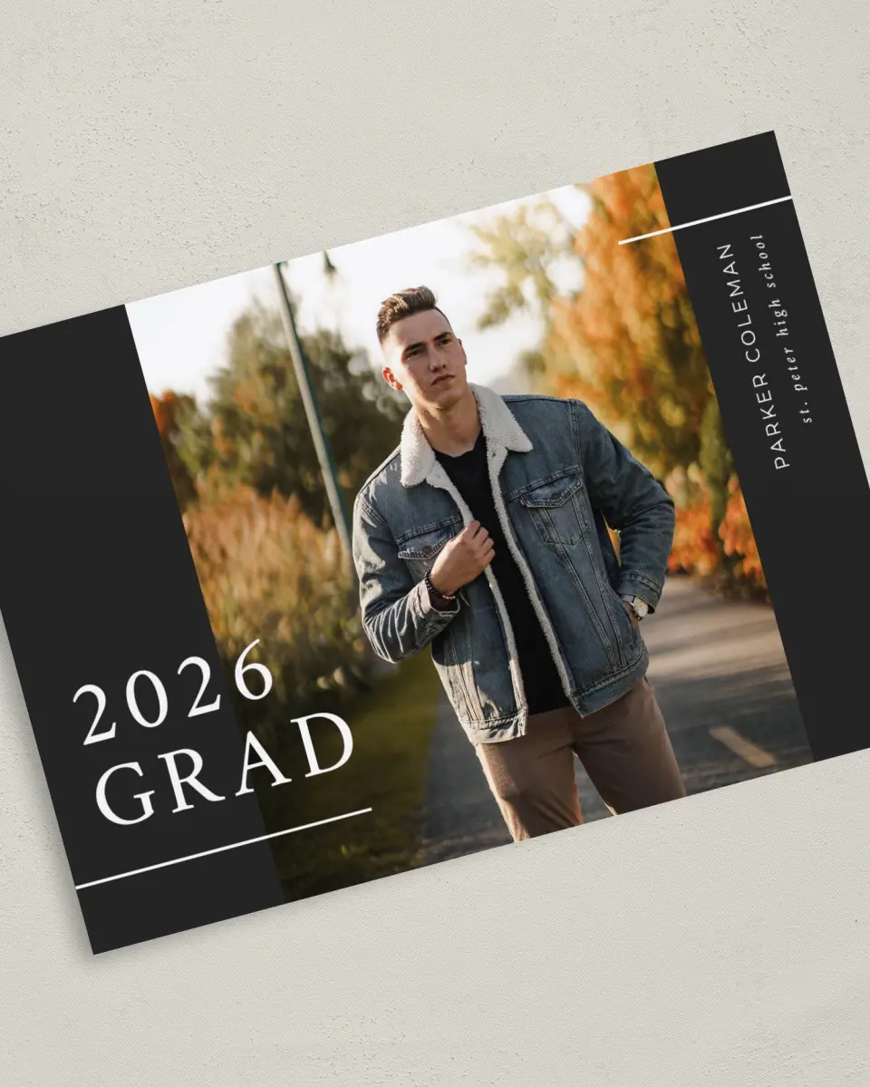 This is a 5" x 7" Graduation Announcement Card called Simply Lined printed in full color on Premium Smooth paper