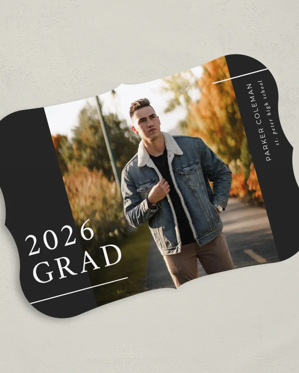 This is a 5" x 7" Graduation Announcement Card called Simply Lined printed in full color on Premium Smooth paper