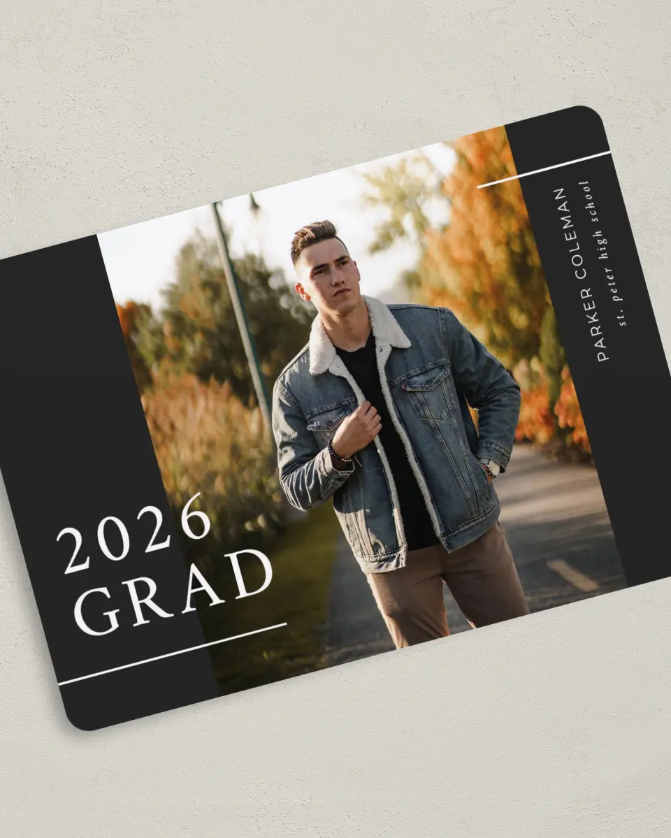 This is a 5" x 7" Graduation Announcement Card called Simply Lined printed in full color on Premium Smooth paper