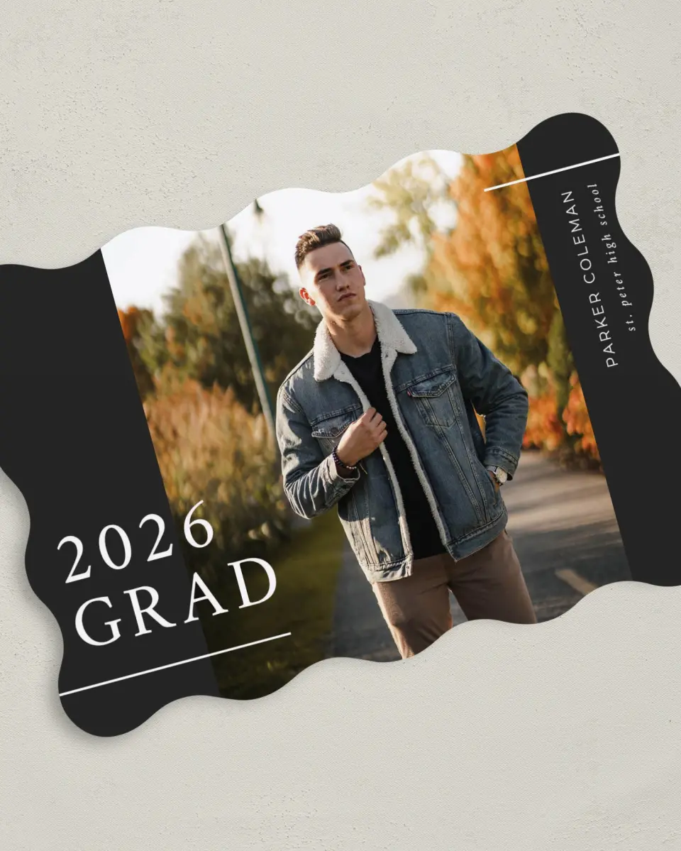This is a 5" x 7" Graduation Announcement Card called Simply Lined printed in full color on Premium Smooth paper