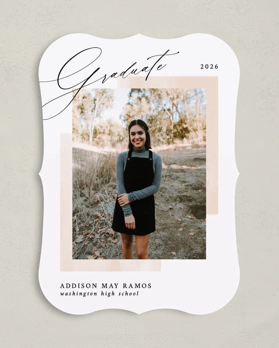 This is a 5" x 7" Graduation Announcement Card called Cute Commencement printed in full color on Premium Smooth paper