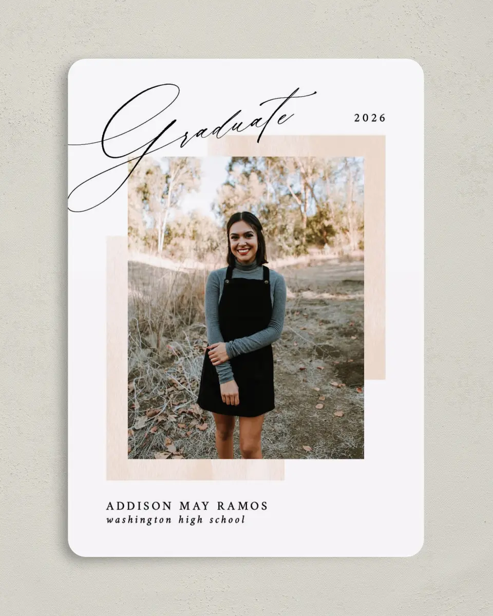 This is a 5" x 7" Graduation Announcement Card called Cute Commencement printed in full color on Premium Smooth paper