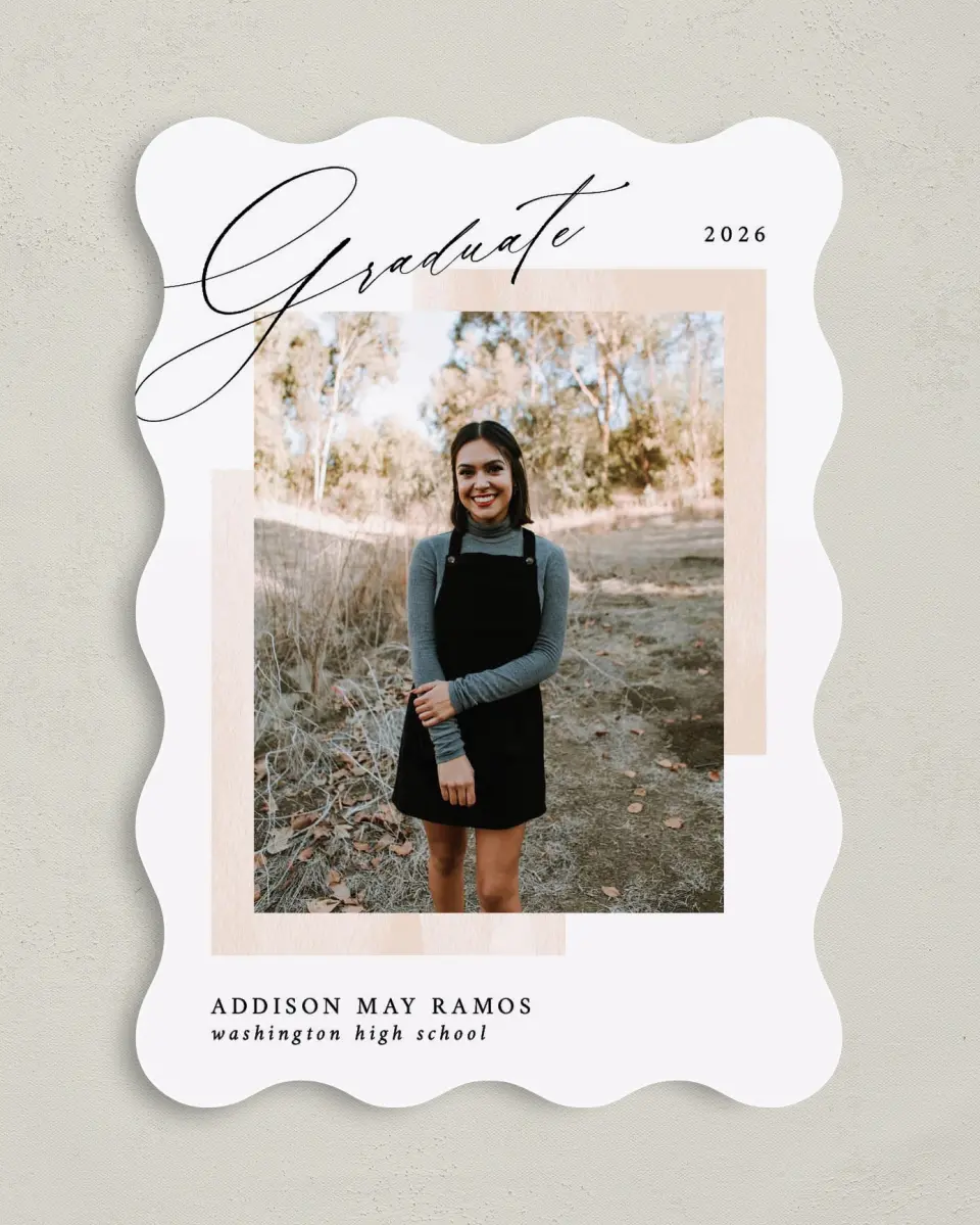 This is a 5" x 7" Graduation Announcement Card called Cute Commencement printed in full color on Premium Smooth paper