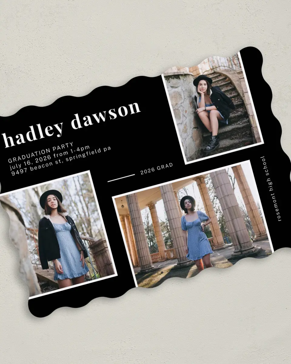 This is a 5" x 7" Graduation Announcement Card called Unstoppable Grad printed in full color on Premium Smooth paper