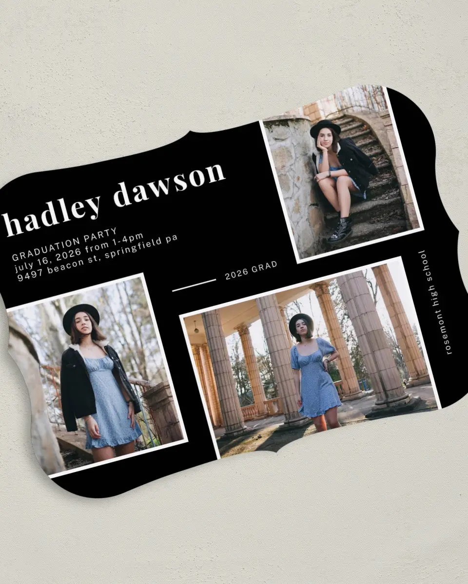 This is a 5" x 7" Graduation Announcement Card called Unstoppable Grad printed in full color on Premium Smooth paper
