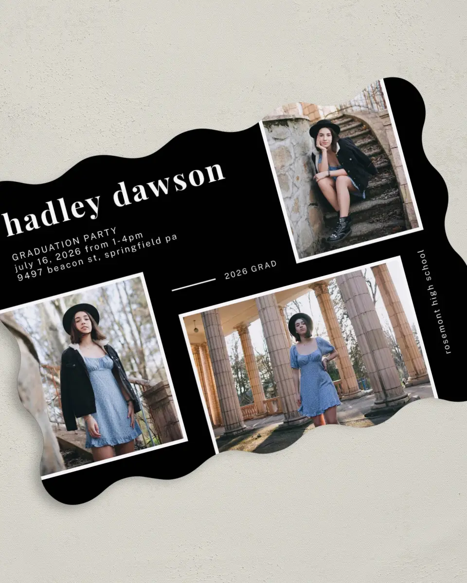 This is a 5" x 7" Graduation Announcement Card called Unstoppable Grad printed in full color on Premium Smooth paper