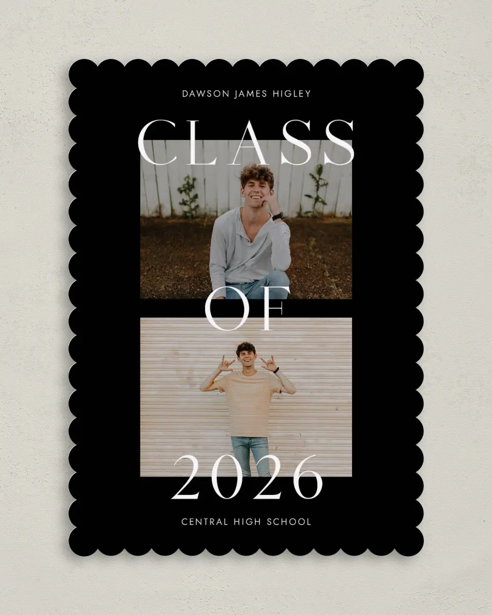 This is a 5" x 7" Graduation Announcement Card called Cool Class printed in full color on Premium Smooth paper