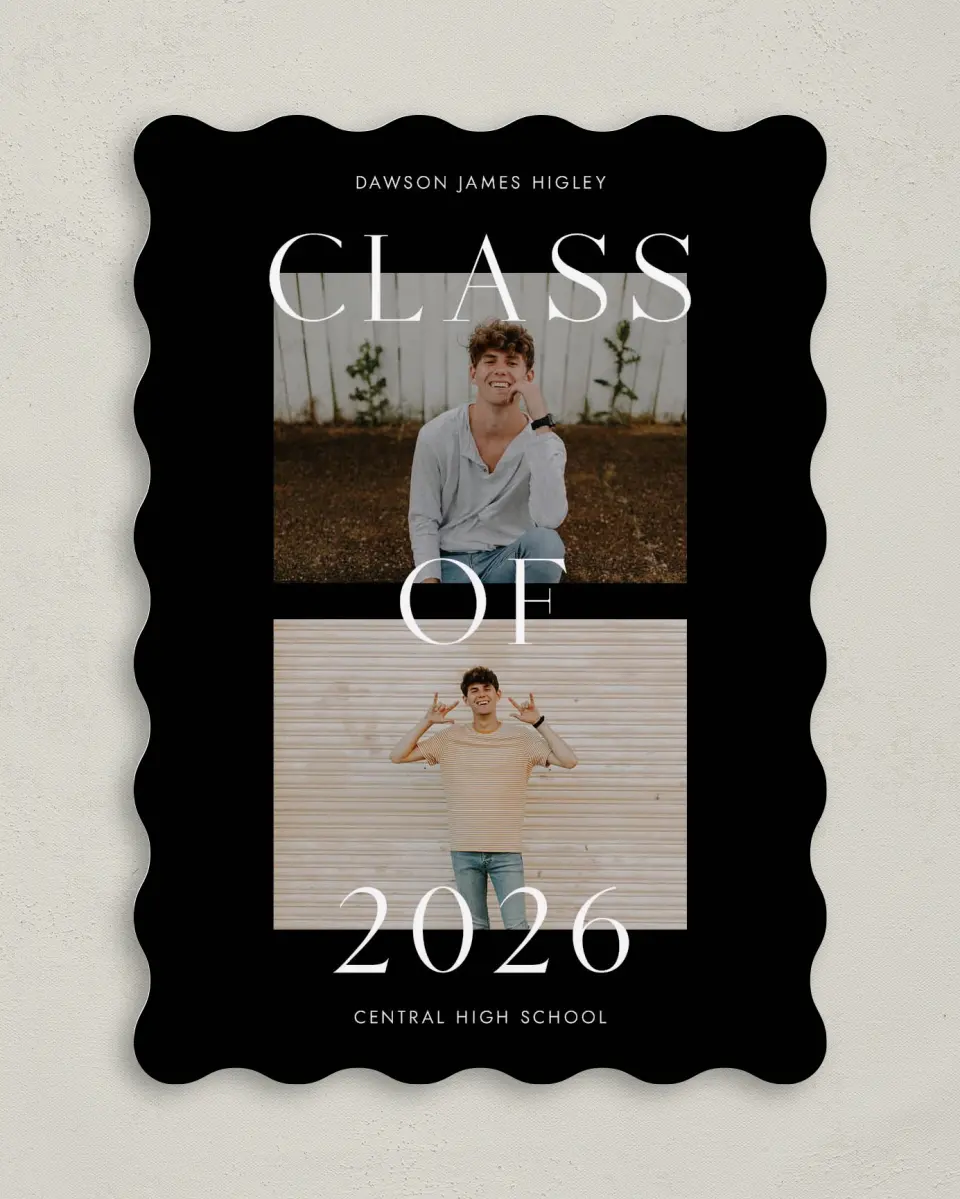 This is a 5" x 7" Graduation Announcement Card called Cool Class printed in full color on Premium Smooth paper