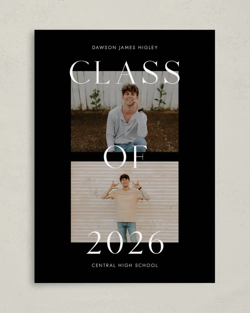 This is a 5" x 7" Graduation Announcement Card called Cool Class printed in full color on Premium Smooth paper