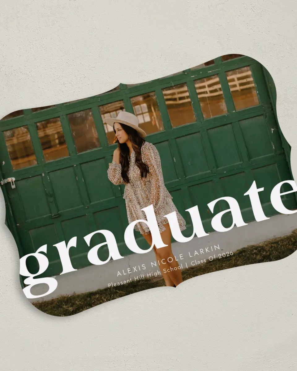 This is a 5" x 7" Graduation Announcement Card called Bold Scholar printed in full color on Premium Smooth paper