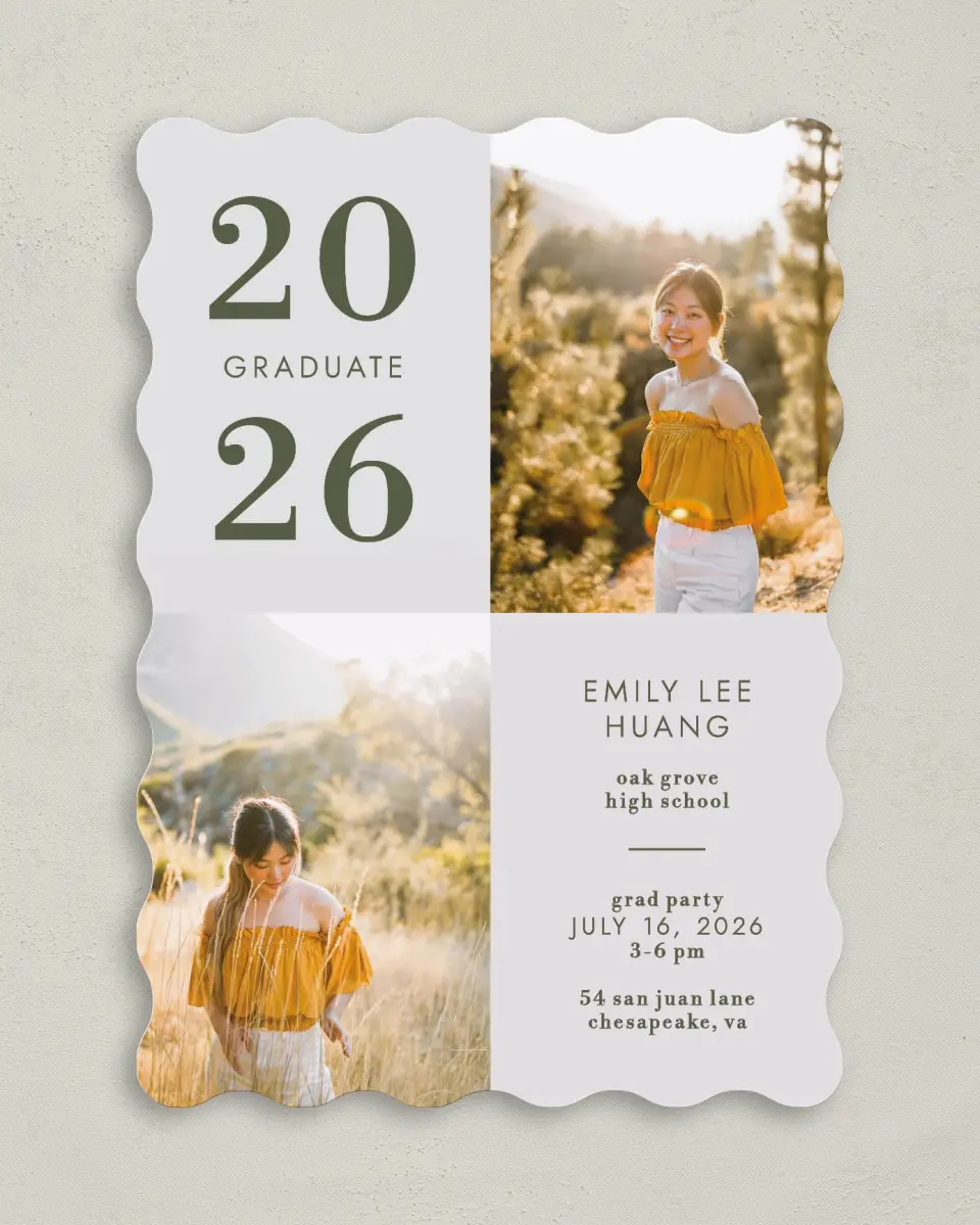 This is a 5" x 7" Graduation Announcement Card called Star Student printed in full color on Premium Smooth paper