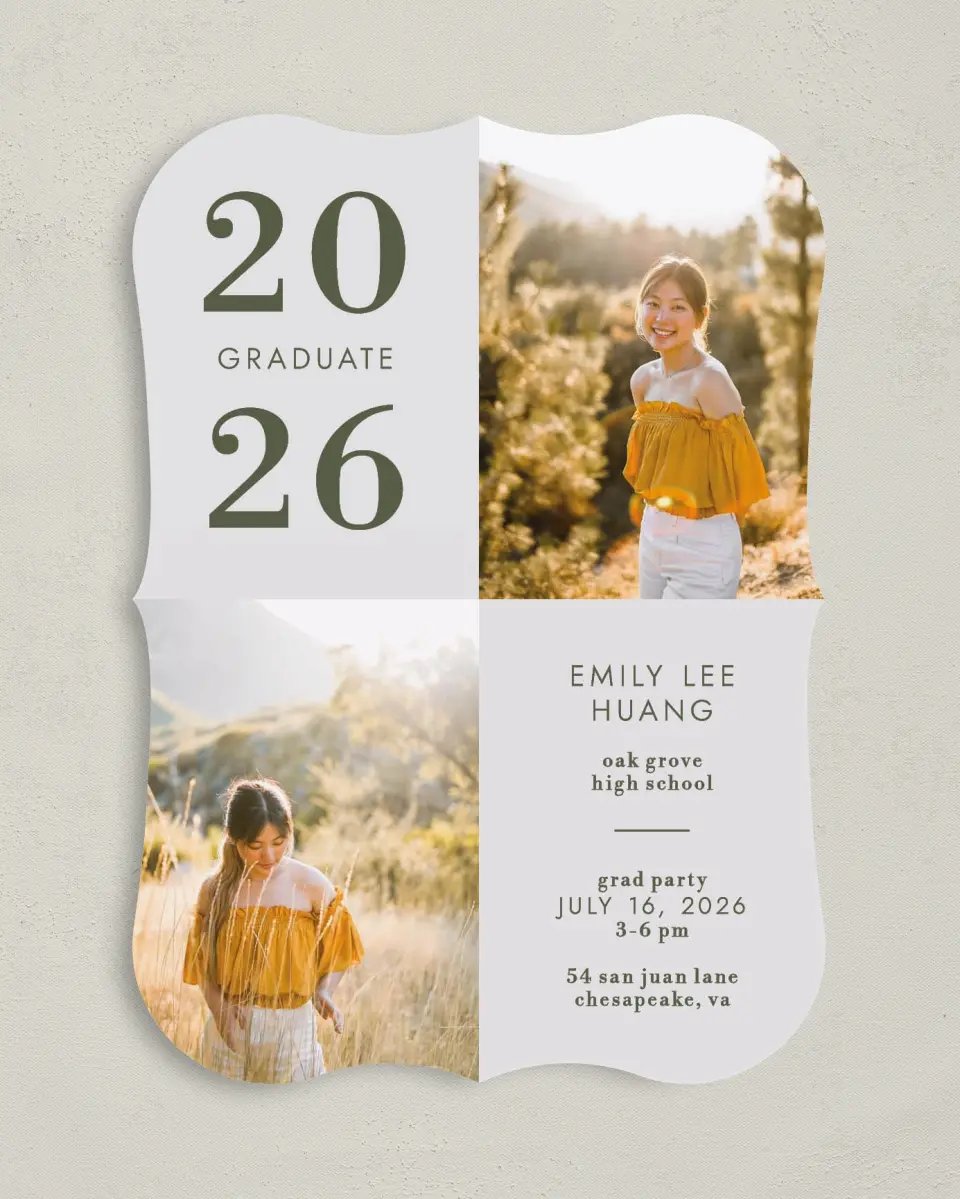 This is a 5" x 7" Graduation Announcement Card called Star Student printed in full color on Premium Smooth paper
