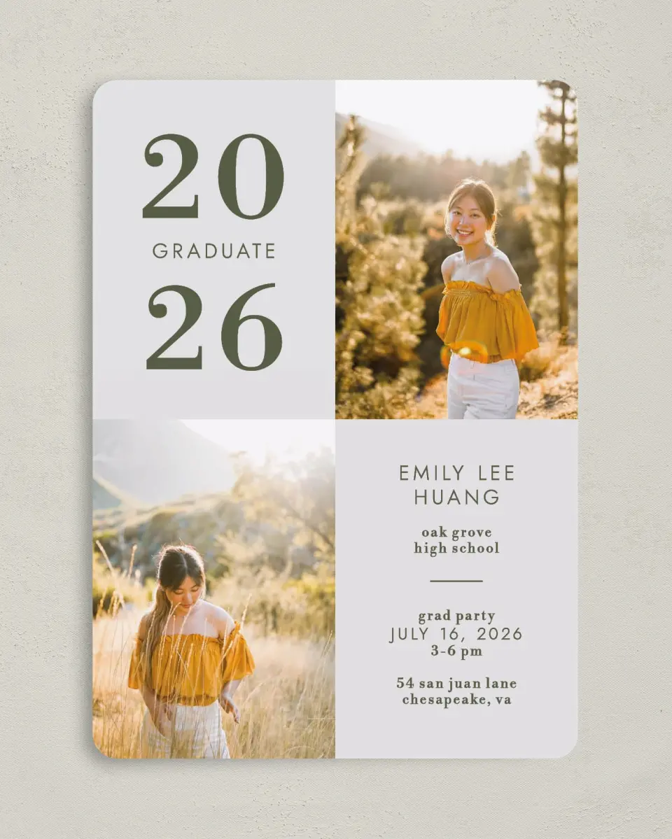 This is a 5" x 7" Graduation Announcement Card called Star Student printed in full color on Premium Smooth paper