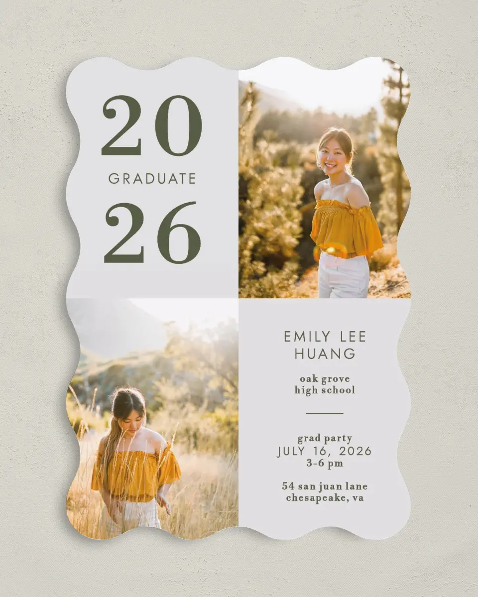This is a 5" x 7" Graduation Announcement Card called Star Student printed in full color on Premium Smooth paper