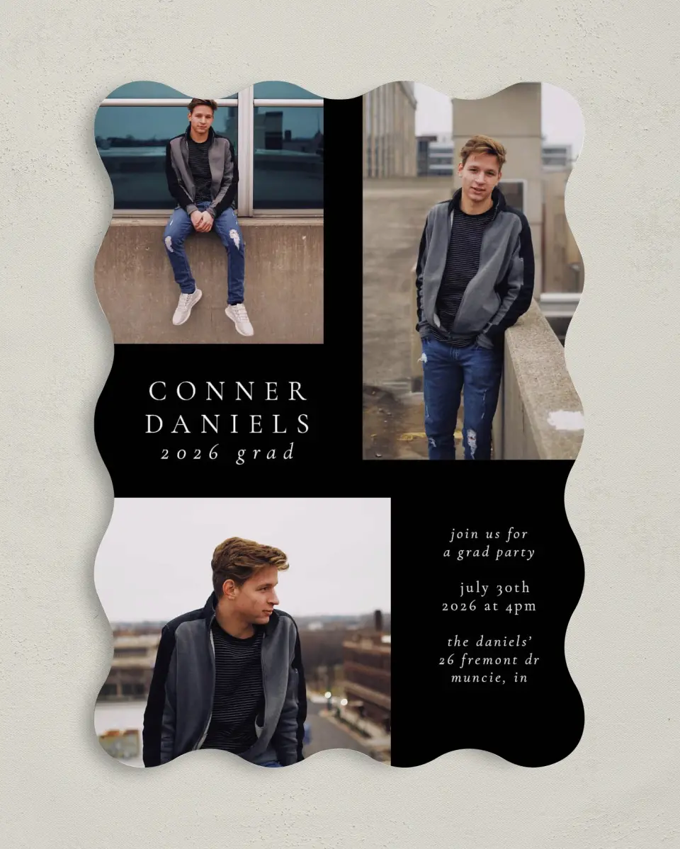 This is a 5" x 7" Graduation Announcement Card called Graduate Grid printed in full color on Premium Smooth paper