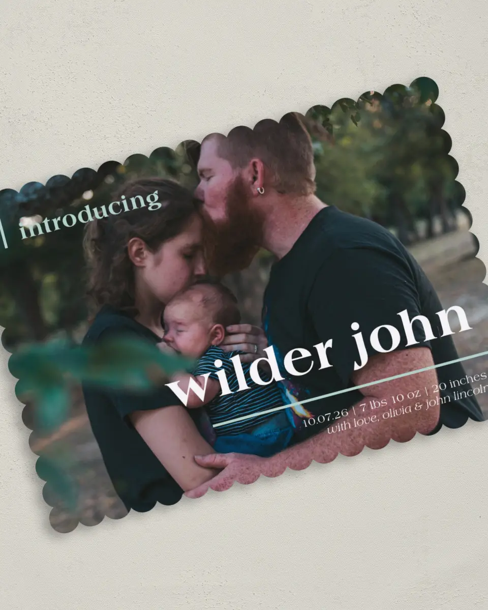 This is a 5" x 7" Birth Announcement Card called Introducing Babe printed in full color on Premium Smooth paper