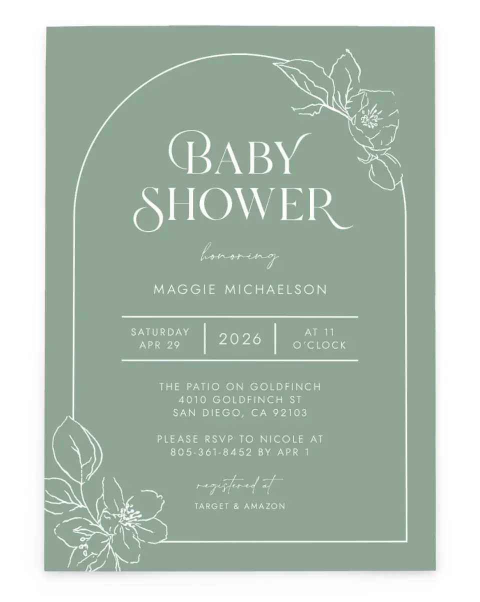 Joyous Blooms Baby Shower Invitation Cards